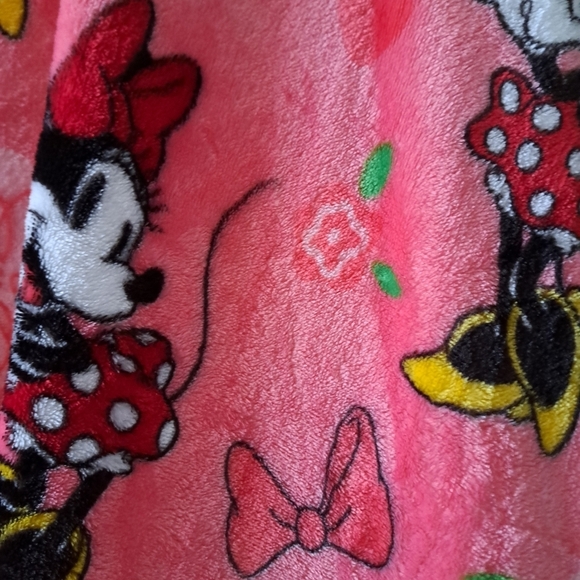 DISNEY THE BIG ONE Minnie Mouse plush cozy blanket hearts flowers bows soft '23 - Picture 9 of 13